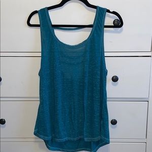 American Eagle Teal Strappy Burnout Tank-L
